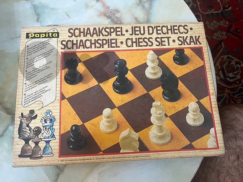 Jeu d'échecs vintage Papita complet avec boîte d'origine