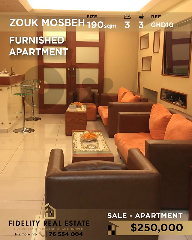 Apartment for sale in Zouk Mosbeh GHD10 شقة مفروشة للبيع في زوق مصبح