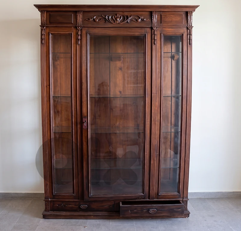 Rare Victorian/European mahogany display cabinet