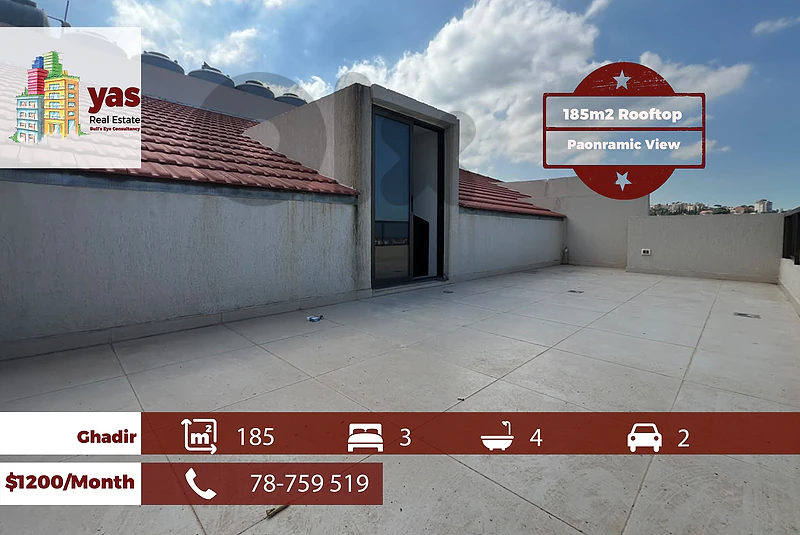 Ghadir 185m2 | 185m2 Rooftop | Rent | Panoramic View | New | EH/RH