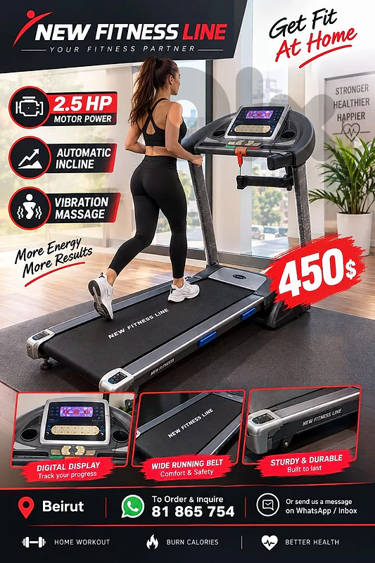 New fitness line treadmill 3hp motor, automatic incline, vibration