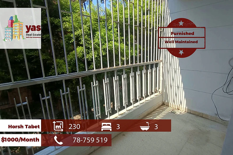 Horsh Tabet 230m2 | Furnished | Rent | Easy Access | AA