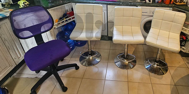 3 kitchen chairs one desk chair