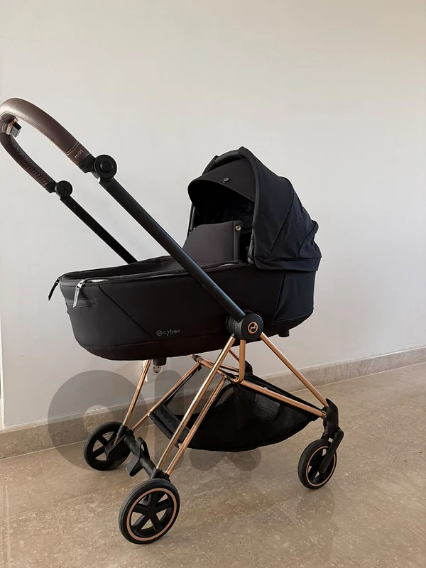 Cybex Luxury Black & Rose Gold Baby Stroller with Bassinet