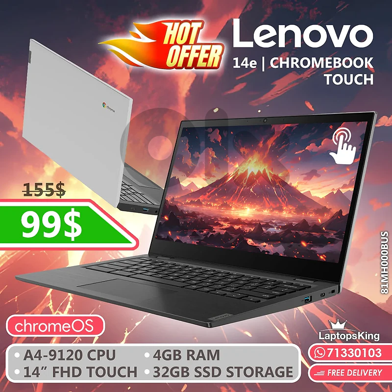 Lenovo 14e Chromebook A4-9120 4GB 32GB 14" Touch Laptop (Used)