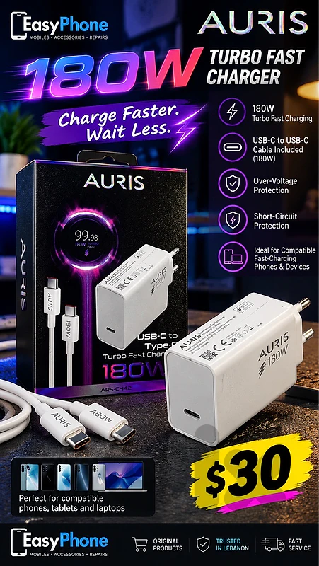 ⚡ AURIS 180W Turbo Fast Charger