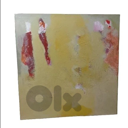 original abstract acrylic on canvas artwork "Golden echo" 100×100cm