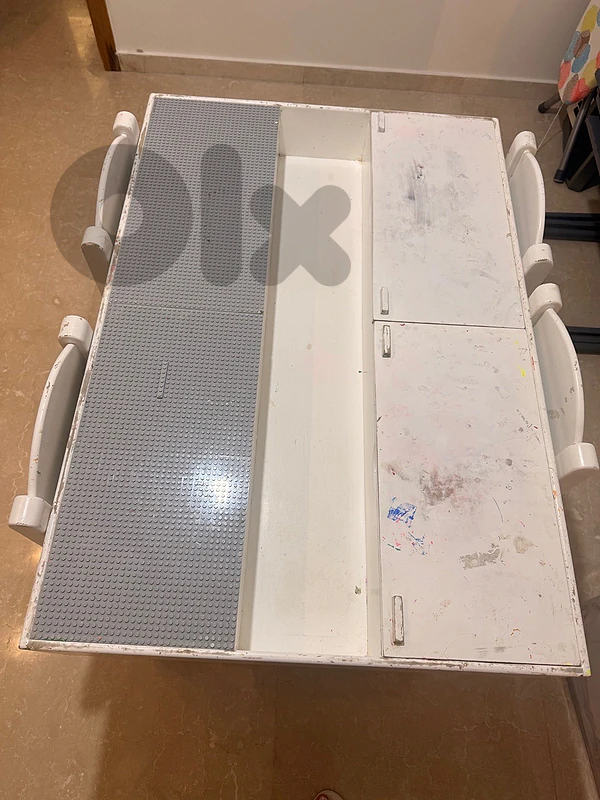 Wooden Kids Activity Table with Storage & LEGO Base