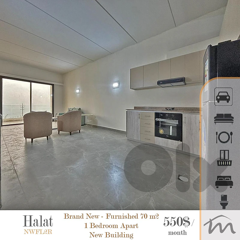 Halat | Furnished-Equipped 70m² 1 Bedroom Apartment | Open Sea View