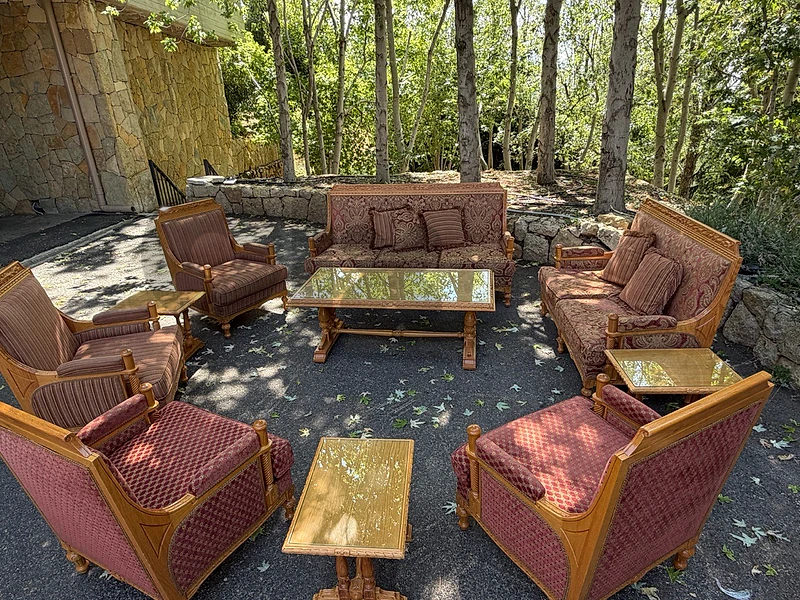 hand crafted wood living room