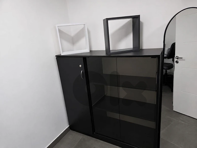 office desk with chair closet unit, wall unit  ,and
