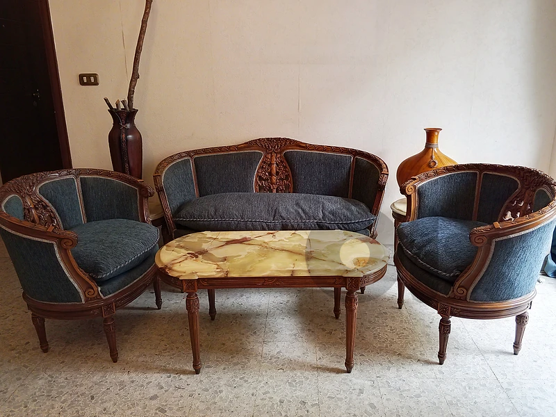 Hand-Carved Rococo Revival Salon Set