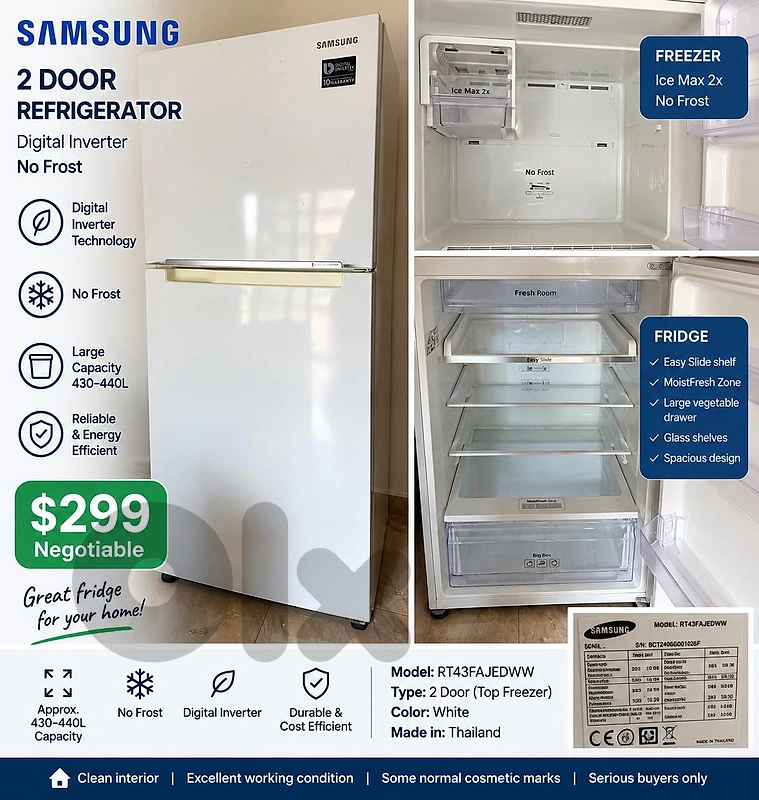 SAMSUNG 2 DOOR REFRIGERATOR