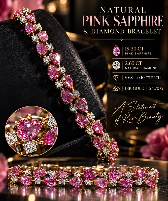 NATURAL PINK SAPPHIRE & DIAMOND BRACELET NATURAL PINK SAPPHIRE & DIAMOND BRACELET