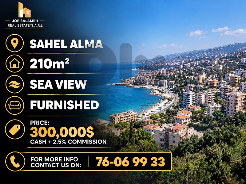 Apartment for sale in Sahel Alma 210m2 Sea View only for 300,000$cash