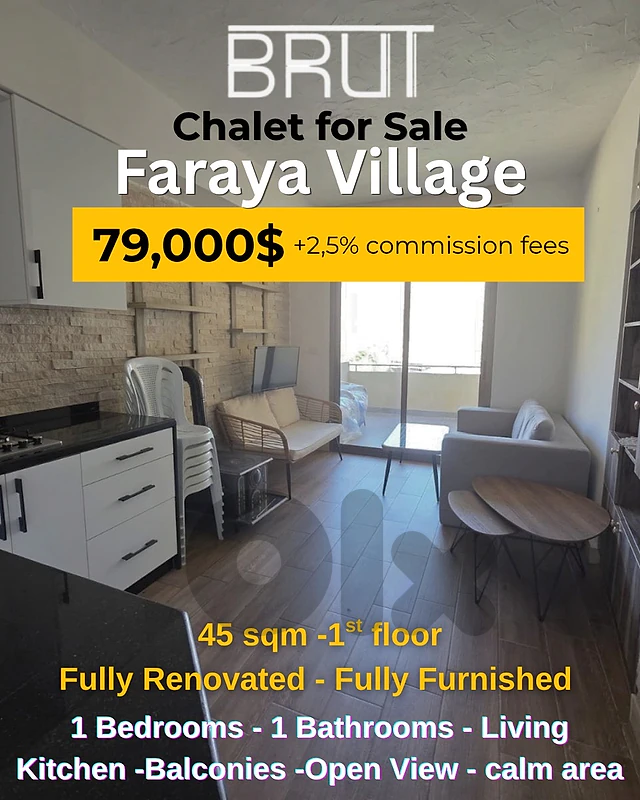 45 sqm Fully Furnished Chalet for sale kn Faraya Village