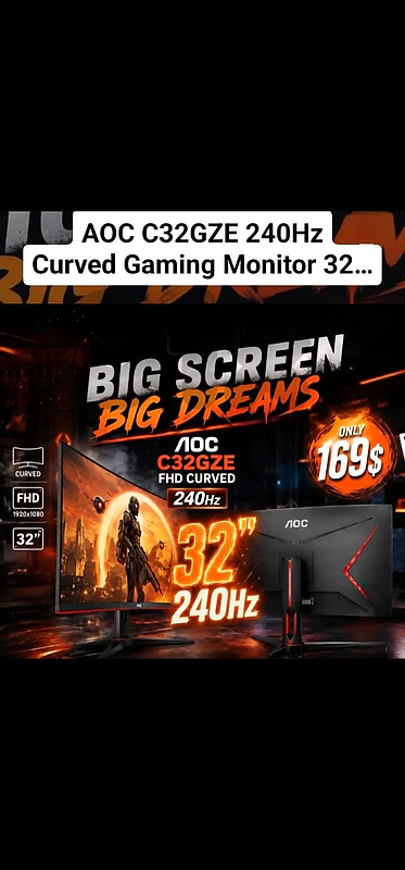 AOC 32 inches C32GZE 240Hz Curved Gaming Monitor