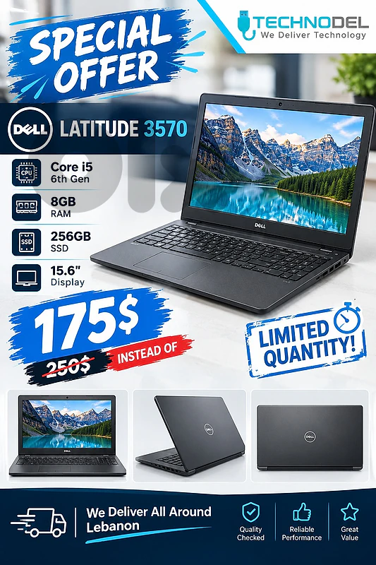 Dell 3570 core i5  8GB 256gb ssd 15.6"