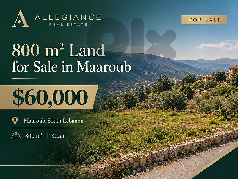 800 sqm Land for Sale in Maaroub – $60,000