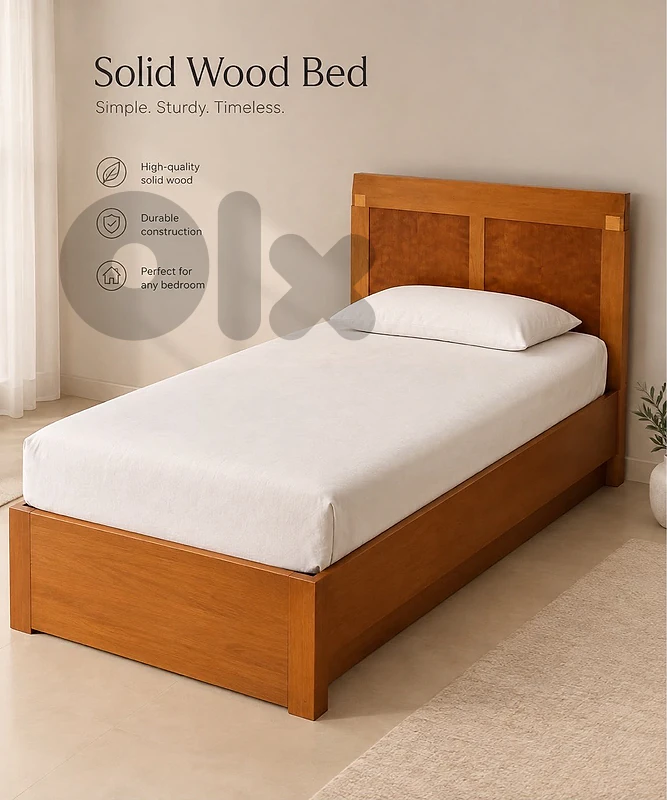 Wooden beige bed for sale 120x200