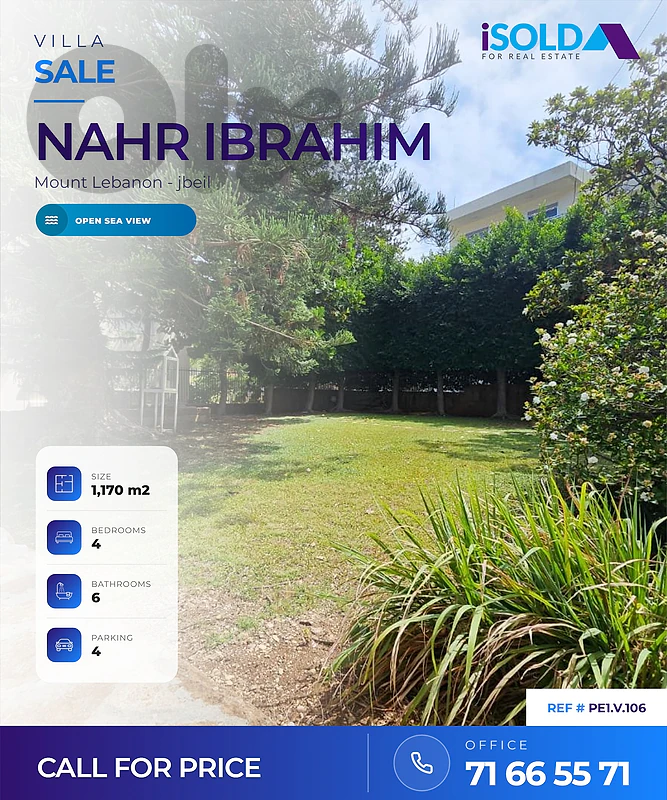 Villa+Garden+SeaView 4Sale in Nahr Ibrahim - فيلا للبيع في نهر ابراهيم