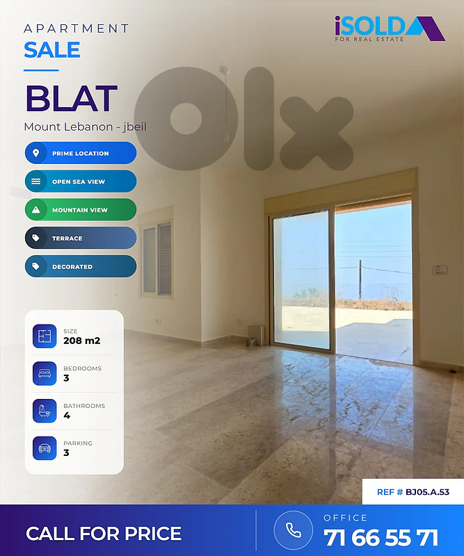 Apartment+Terrace+SeaView 4Sale in Blat-شقة للبيع في بلاط