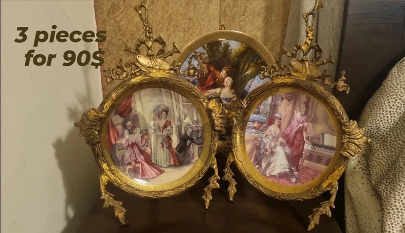 3-Piece French Rococo-Style Gilt Decorative Set