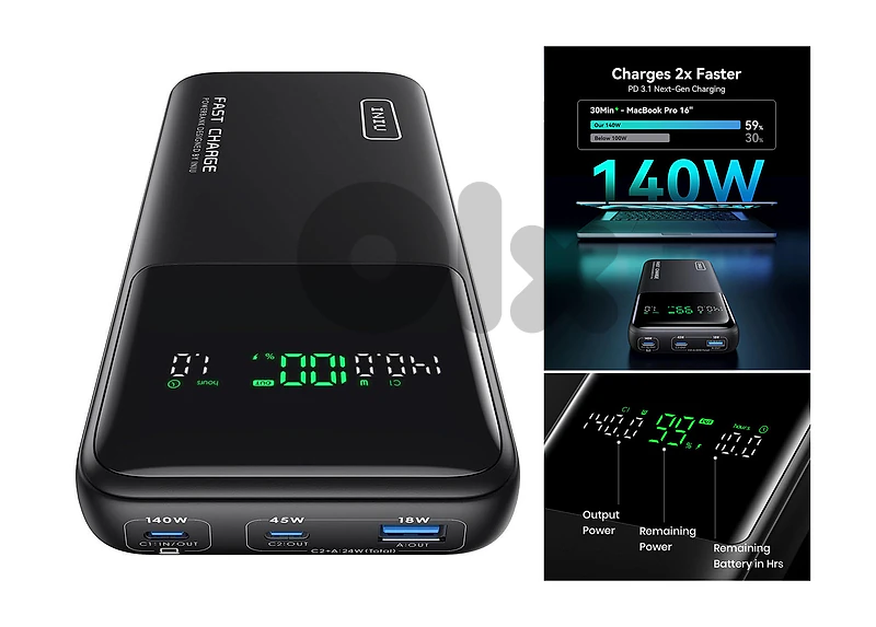 140W PD3.1 Fast Charging Power Bank 27000mAh w. Digital Display