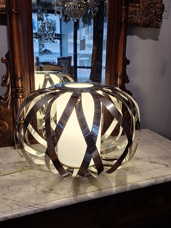 vintage Mid-century chrome and opaline lamp