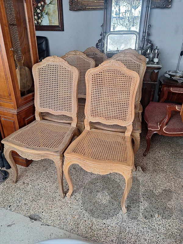 set of 6 french solid wood chairs