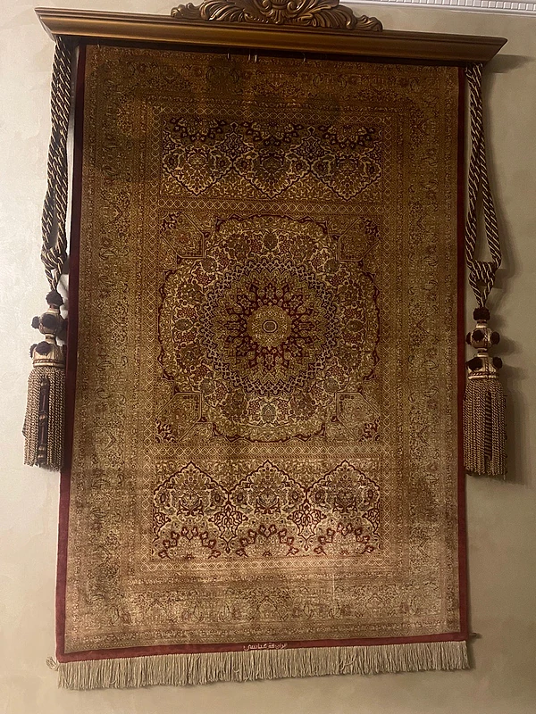 Authentic Signed Persian Qom Pure Silk Rug (1.5m x 1m)
