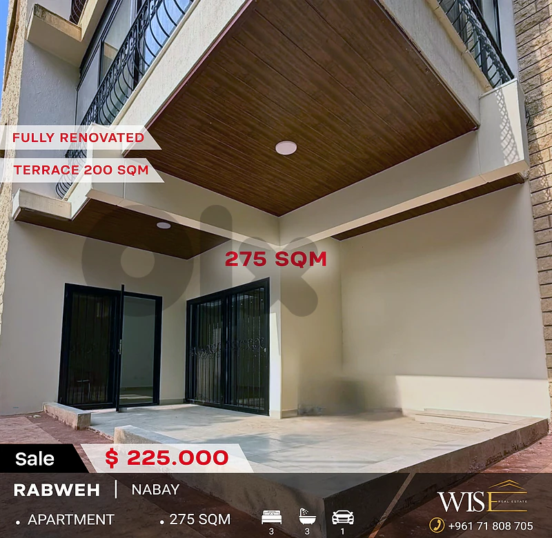🏠 275 SQM FULLY RENOVATED Apartment for SALE in Rabweh – Nabay!