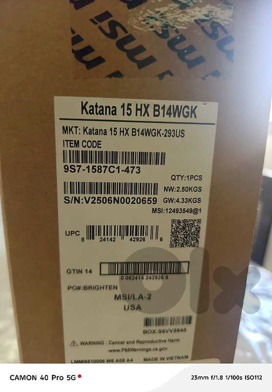 MSI KATANA 15 HX B14 WGK