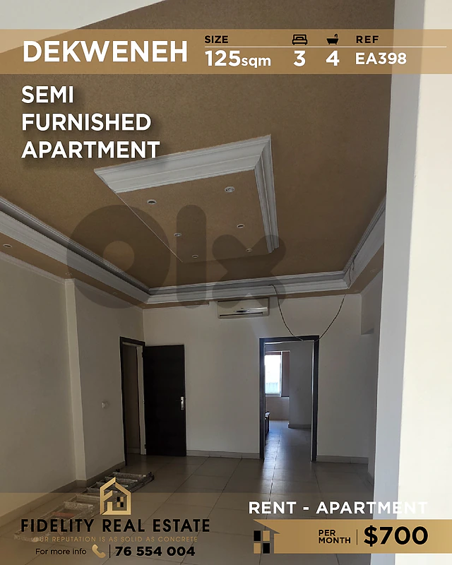 Apartment for rent in Dekwaneh EA398 شقة  للإيجار في الدكوانة