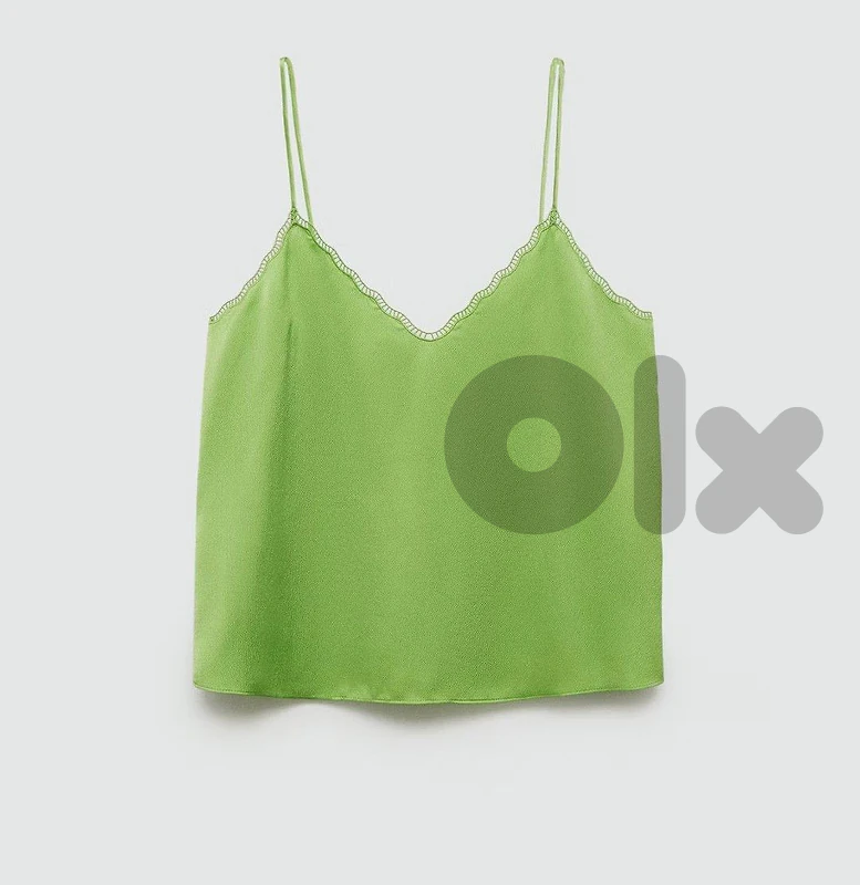 Top satinée bretelles vert