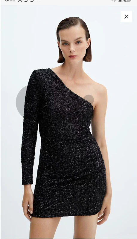 robe sequins asymetrique noire