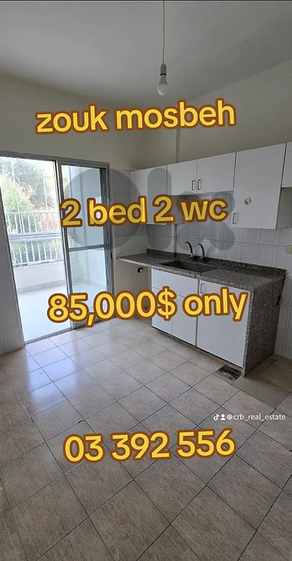 zouk mosbeh 100m 2 bed 2 wc floor 4 كاش فقط لا اسكان