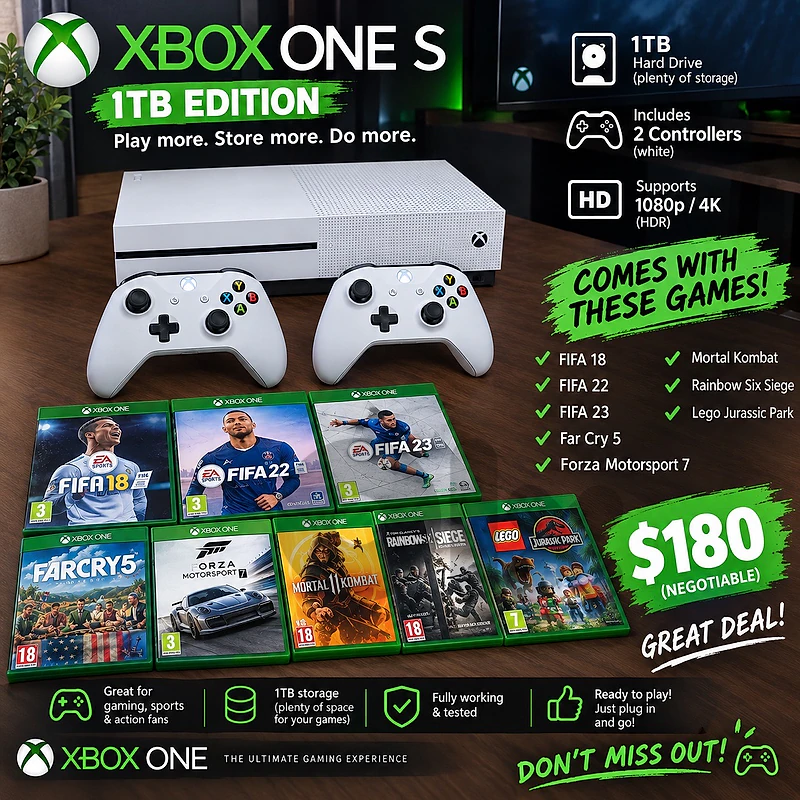 XBOX ONE S 1 TERRA W MANY GAMES🔥🔥🔥