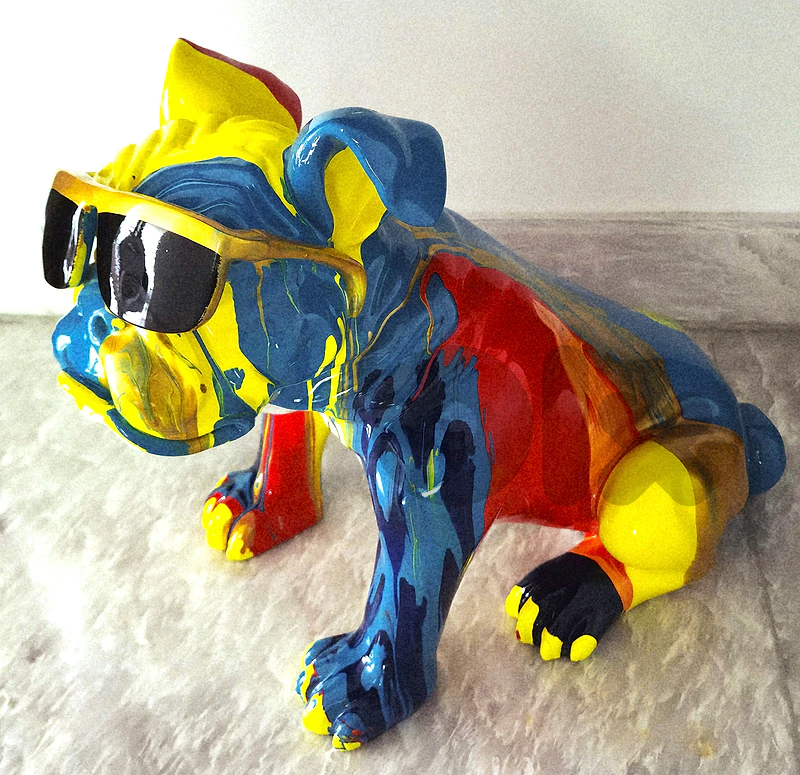 Dog Resin Graffiti Sculpture Abstract Design