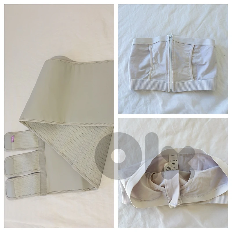 medela hands free breastfeeding bra and Frida mom binder