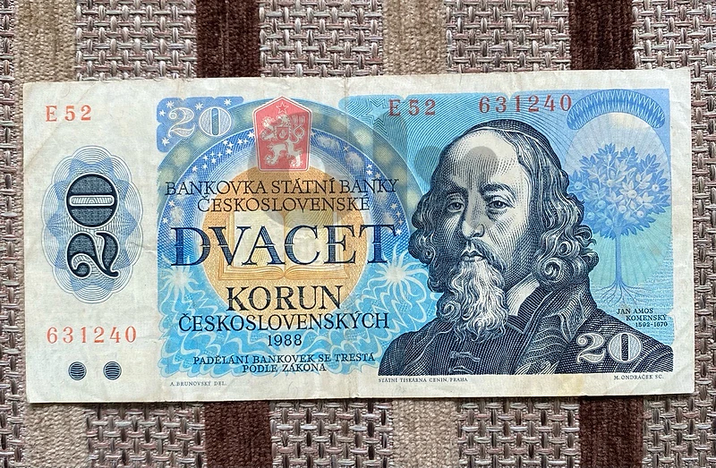 عملة ٢٠ كورن تشيكسلوفاكيا سنة ١٩٨٨ Czechoslovakia banknote