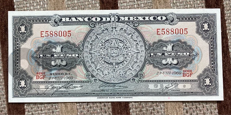 عملة ١ بيزو مكسيكي سنة ١٩٦٩ Mexico banknote