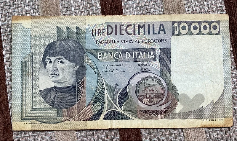 عملة ١٠ الاف لير ايطالي Italian banknote 10k lire