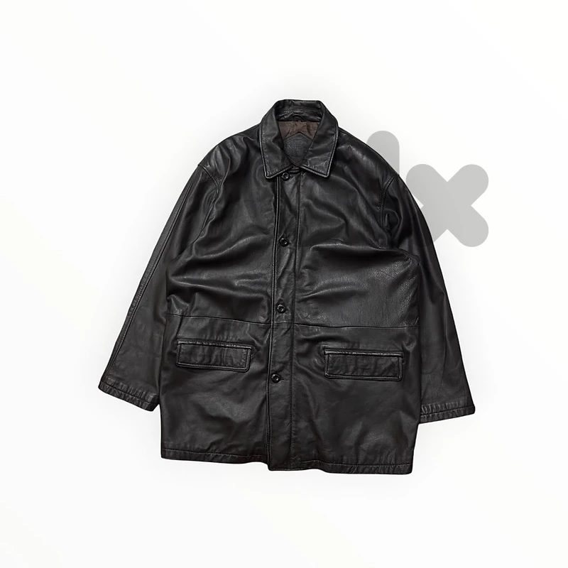 Prince dark brown leather coat