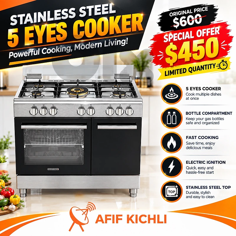 Campomatic Superchef 5 Eyes White-Stainless فرن غاز كفالة شركة