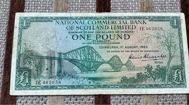 واحد باوند اسكوتلندا سنة ١٩٦٣ Scotland Banknote