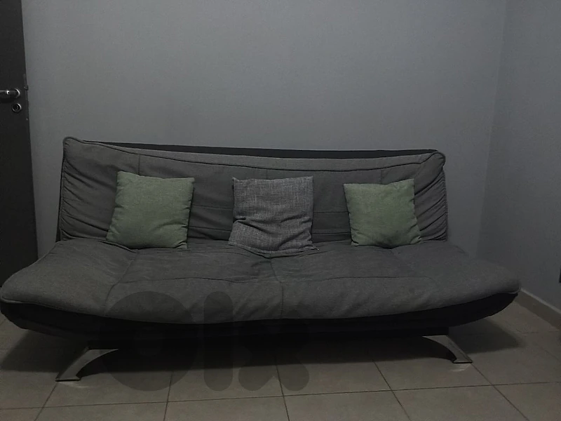 Grey sofa bed 180 × 60 cm closed 180 × 120 cm opened