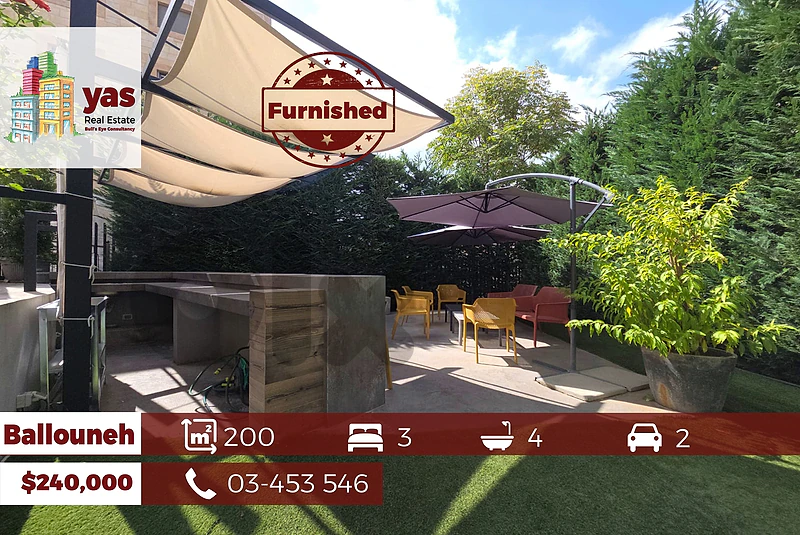 Ballouneh 200m2 | 130m2 Terrace/Garden | Private Street | Upgraded |