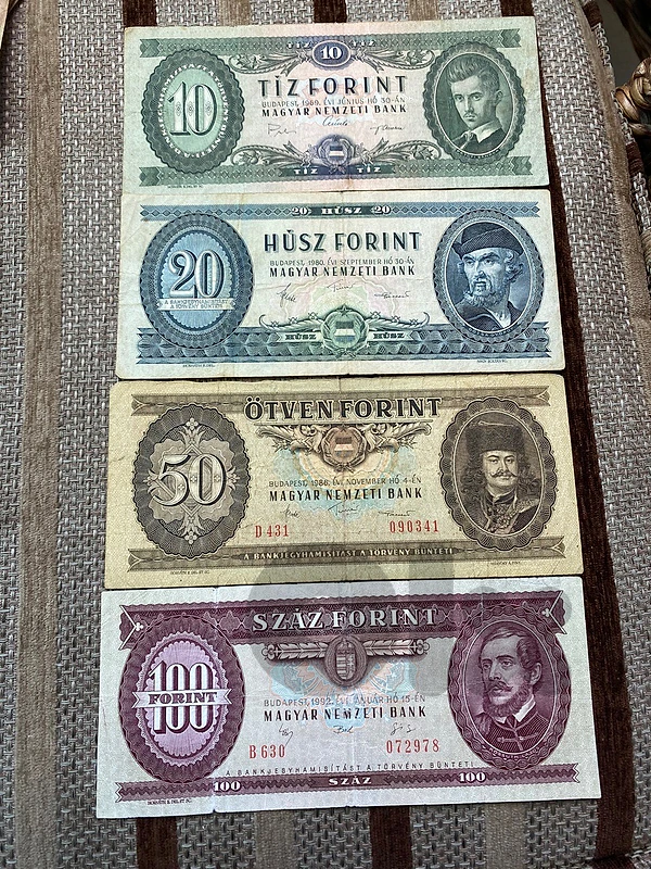 عملة مجموعة مجري ١٠ ٢٠ ٥٠ ١٠٠ بنغو ١٩٦٩-١٩٩٠ banknotes