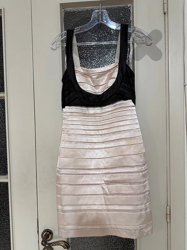 Black/white ruched mini XS